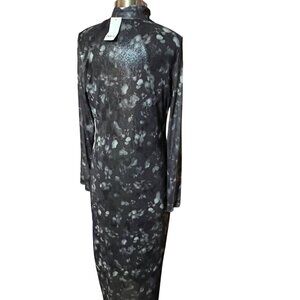 NWT Bar III Alexa Dye Women XL Black Gray Metallic Sheer Maxi Dress Career
